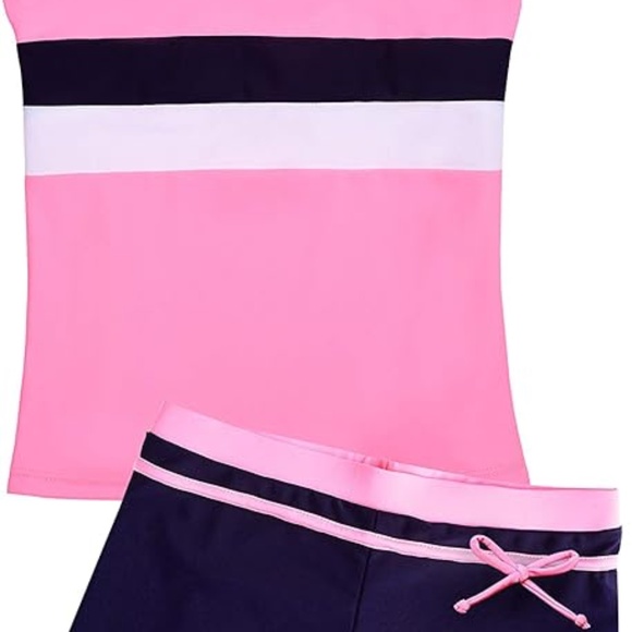 Uhnice Girls Swimsuit Two Piece Tankini Swimwear with Boyshort - Picture 1 of 5